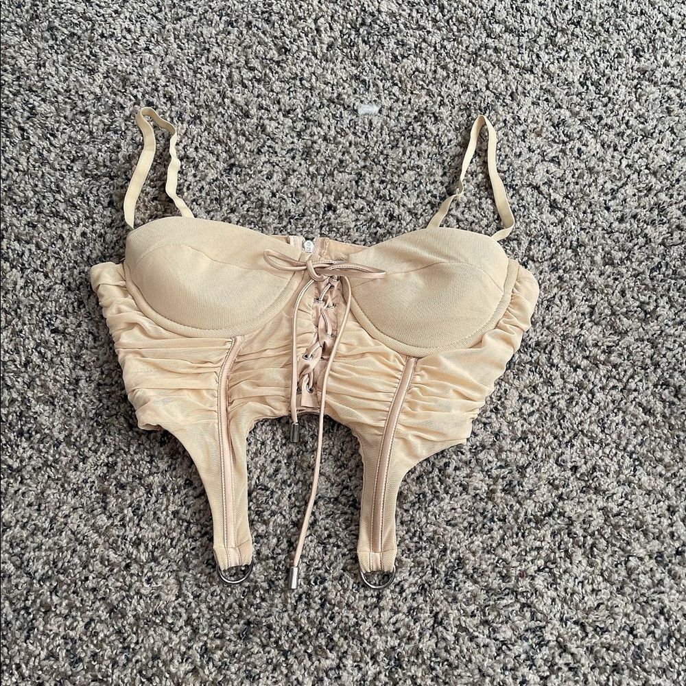 Cream Corset Crop Top